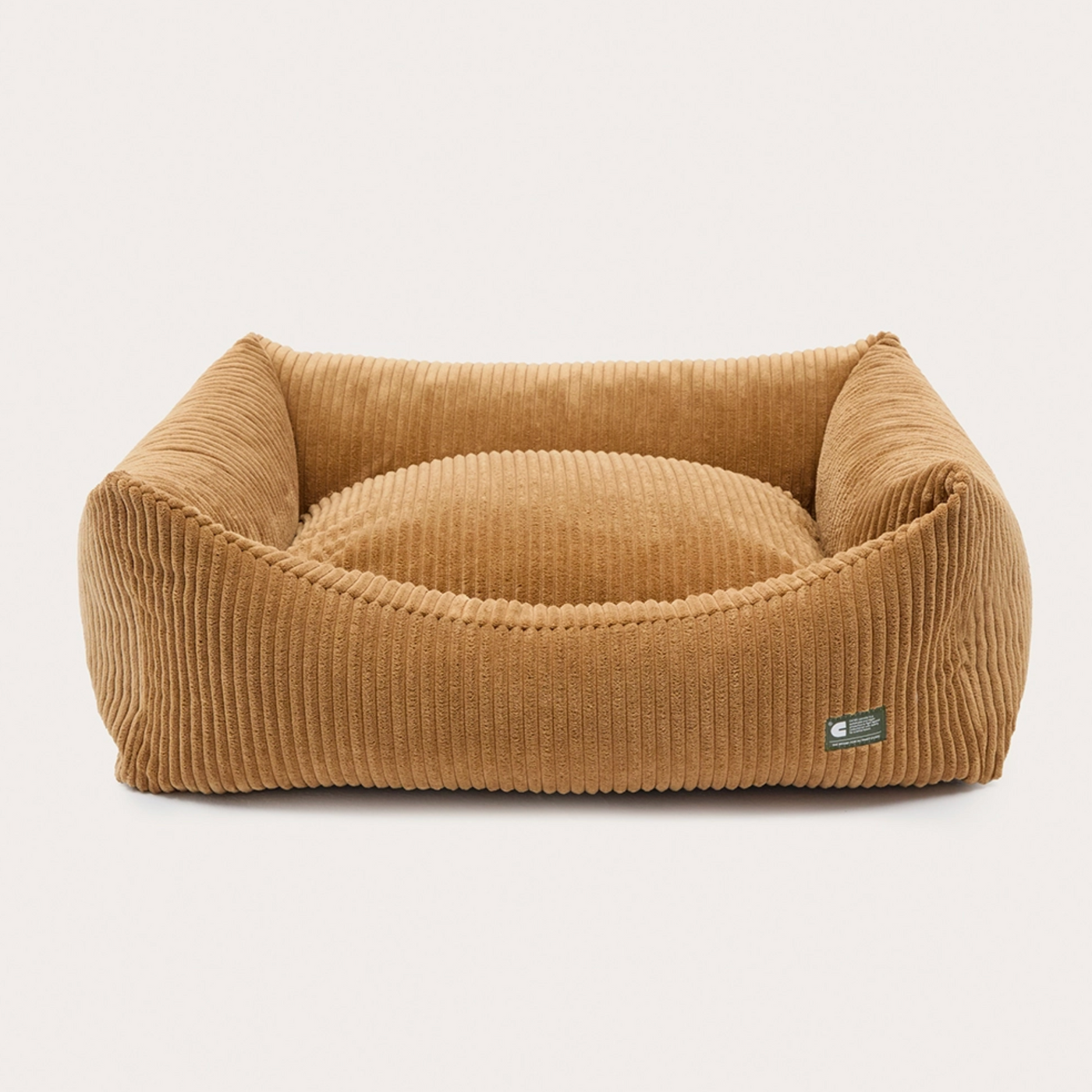 Panier pour chien en velours côtelé moutarde Snozy